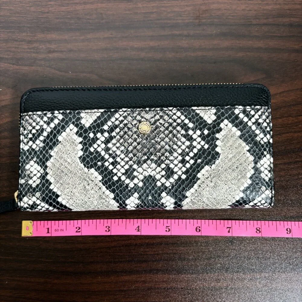 Cole Haan Vartan Continental Wallet Snake Print Zip Around Wallet New